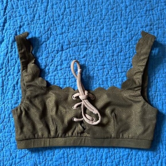 Marysia Swim Palm Springs Bikini Tie Top – Metallic Brown – Size M - Picture 3 of 7